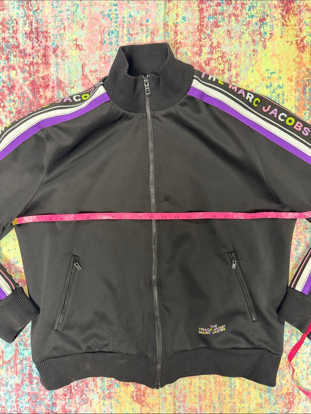 Marc Jacobs Black Track Jacket with Purple Stripe Accents - Picture 4 of 6